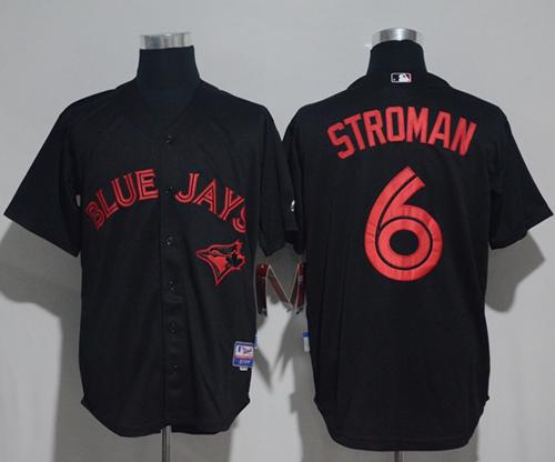 Blue Jays #6 Marcus Stroman Black Strip Stitched MLB Jersey - Click Image to Close